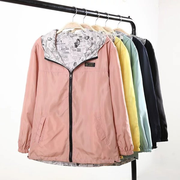 Geaca de dama cu doua fete si gluga in mai multe culori