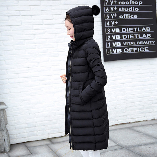 Geaca de dama lunga de iarna cu gluga in doua culori