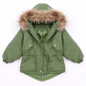 Παιδικό μπουφάν σε πράσινο χρώμα  με χνουδωτή κουκούλα για αγόρια