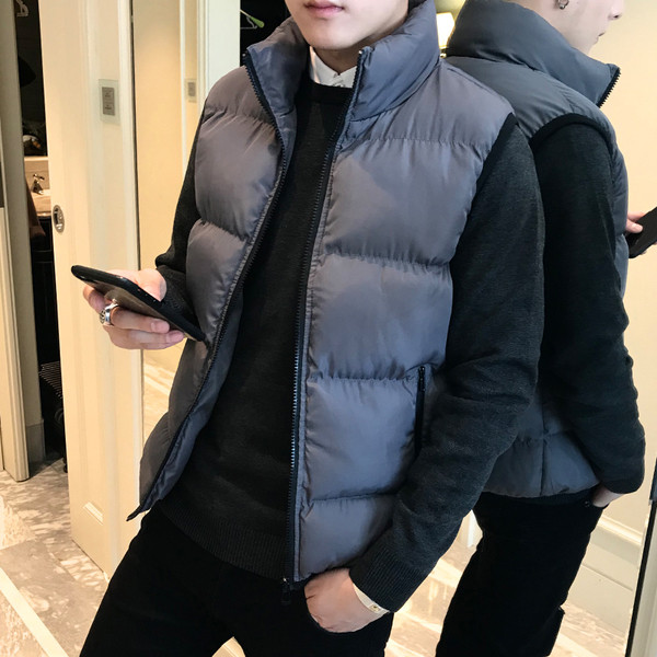 Modern férfi mellény magas gallérral, négy színben