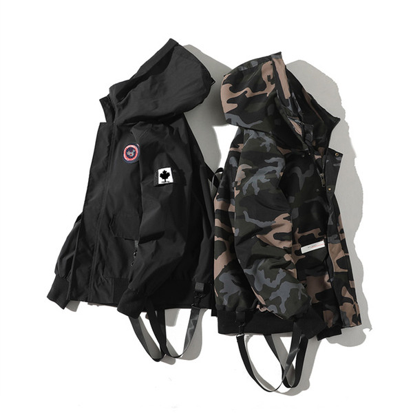 Jachetă modernă pentru bărbați în două culori cu inscripție și embleme