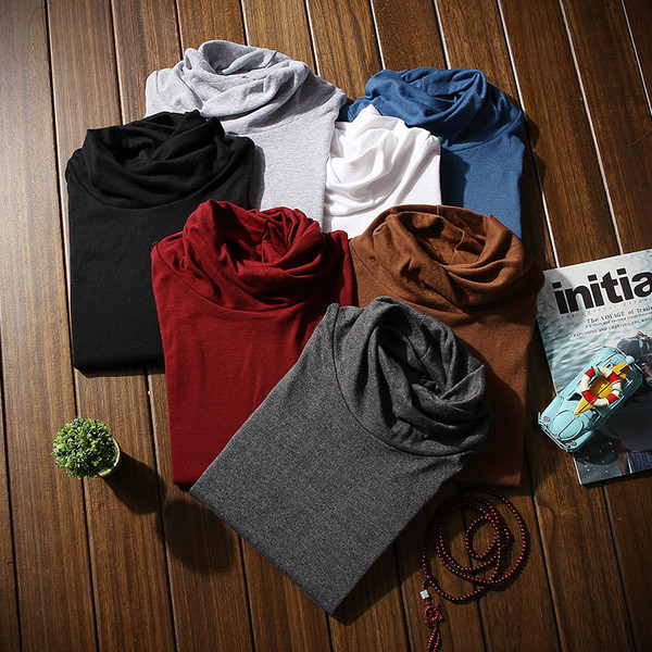 Мъжка тънка блуза с дълъг ръкав и поло яка в различни цветове