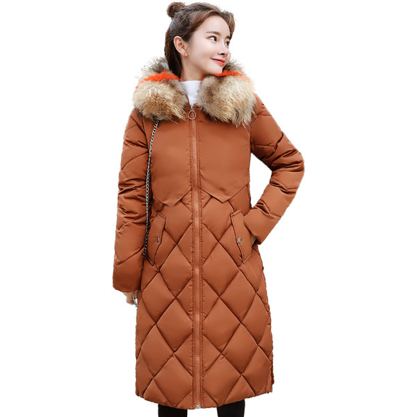 Hosszú női kabát pehellyel több színben