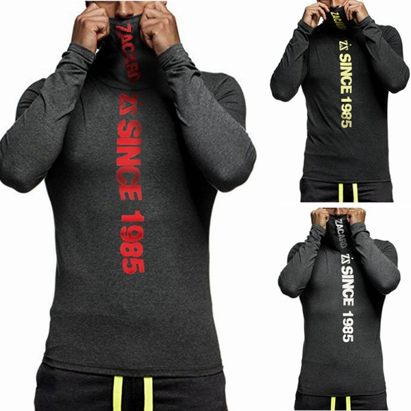 Мъжка спортна блуза с дълъг ръкав и висока яка