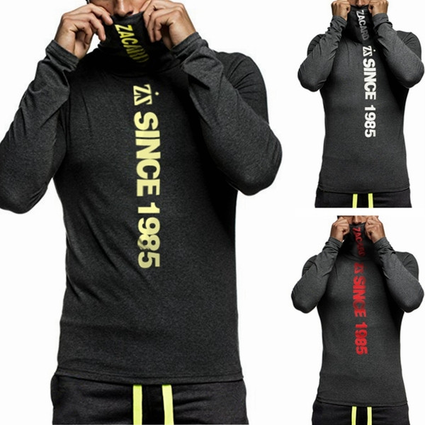 Мъжка спортна блуза с дълъг ръкав и висока яка