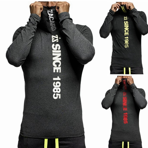 Мъжка спортна блуза с дълъг ръкав и висока яка