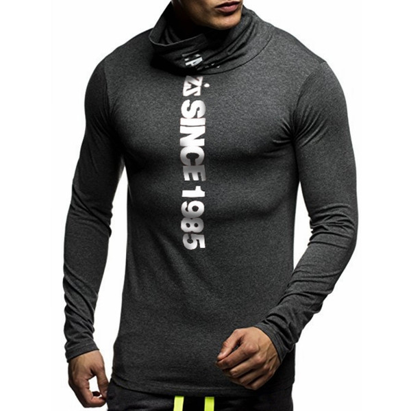 Мъжка спортна блуза с дълъг ръкав и висока яка