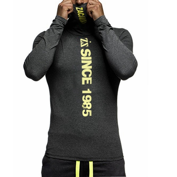 Мъжка спортна блуза с дълъг ръкав и висока яка