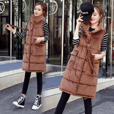 Γυναικείο μακρύ γιλέκο με ψηλή γιακά με τσέπες και μεταλλικό στοιχείο με  κορδόνια