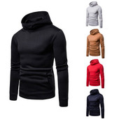 Ανδρικό φούτερ με μεγάλη τσέπη και ψηλό γιακά σε πέντε χρώματα