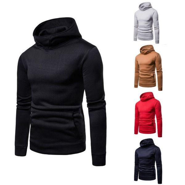 Ανδρικό φούτερ με μεγάλη τσέπη και ψηλό γιακά σε πέντε χρώματα