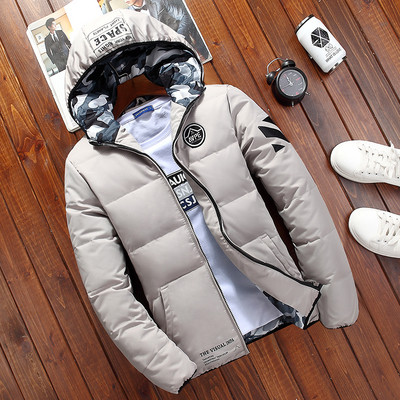 Ανδρικό μπουφάν  με κουκούλα και εφαρμογή σε διάφορα χρώματα