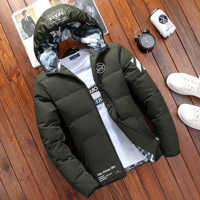 Ανδρικό μπουφάν  με κουκούλα και εφαρμογή σε διάφορα χρώματα