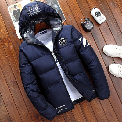 Ανδρικό μπουφάν  με κουκούλα και εφαρμογή σε διάφορα χρώματα