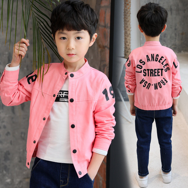 Παιδικό μπουφάν τζην  σε δύο χρώματα - κίτρινο και ροζ για αγόρια