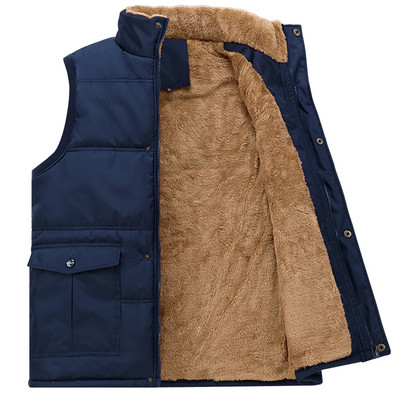 Μοντέρνο ανδρικό χειμερινό γιλέκο σε μαύρο και μπλε χρώμα