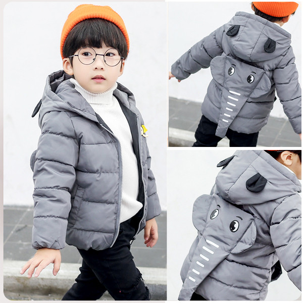 Geaca de iarna pentru copii cu elemente 3D in patru culori potrivita pentru fete si baieti