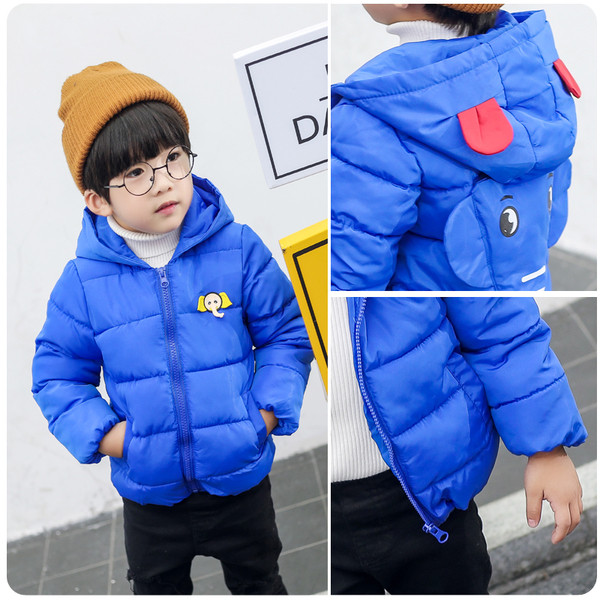 Geaca de iarna pentru copii cu elemente 3D in patru culori potrivita pentru fete si baieti