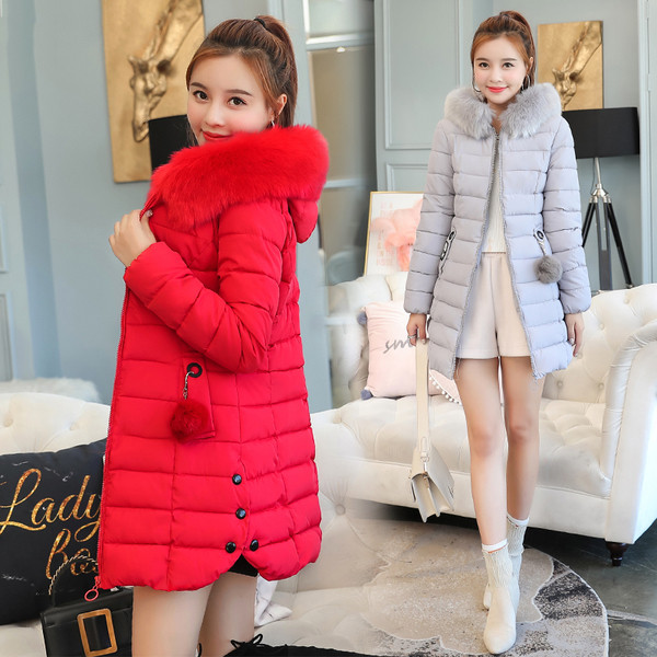 Μακρύ χειμωνιάτικο γυναικείο μπουφάν με κουκούλα σε διάφορα χρώματα