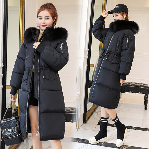 Дълго зимно дамско яке с еко пух в три цвята