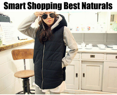 Γυναικείο μακρύ γιλέκο με κουκούλα σε δύο χρώματα