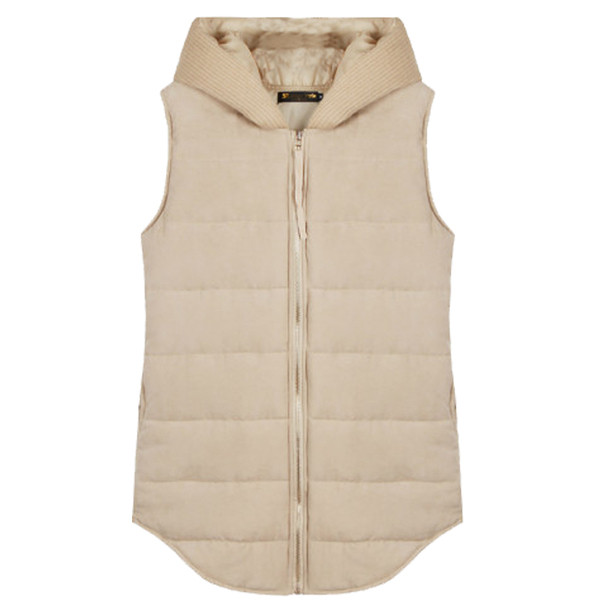 Γυναικείο μακρύ γιλέκο με κουκούλα σε δύο χρώματα