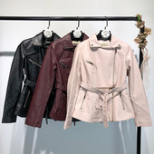 Модерно дамско яке от еко кожа с ципове в три цвята