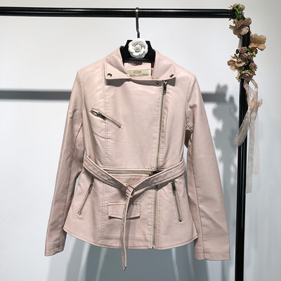 Модерно дамско яке от еко кожа с ципове в три цвята