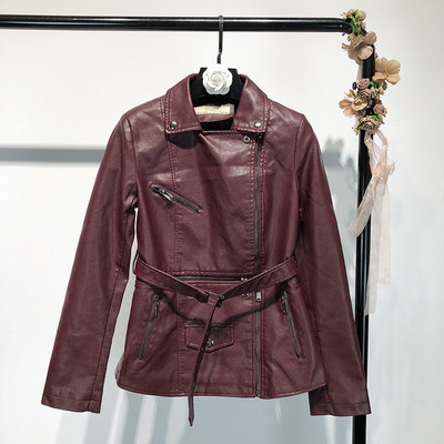 Модерно дамско яке от еко кожа с ципове в три цвята