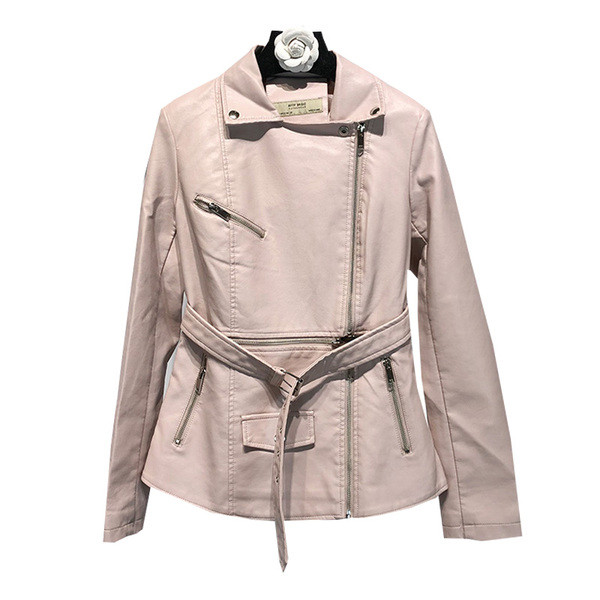 Модерно дамско яке от еко кожа с ципове в три цвята