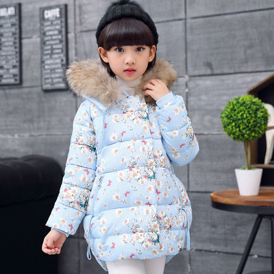 Μοντέρνο χειμωνιάτικο μπουφάν με φυτικά μοτίβα σε τρία χρώματα για  κορίτσια