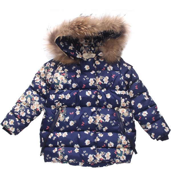 Μοντέρνο χειμωνιάτικο μπουφάν με φυτικά μοτίβα σε τρία χρώματα για  κορίτσια