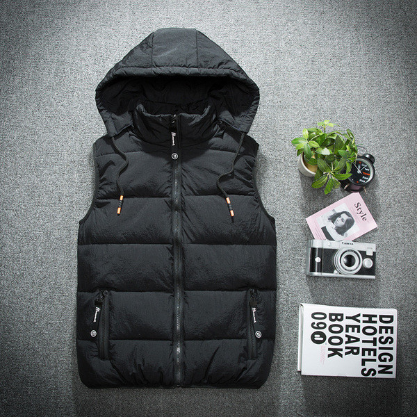 Vestă modernă pentru bărbați cu glugă detașabilă în patru culori