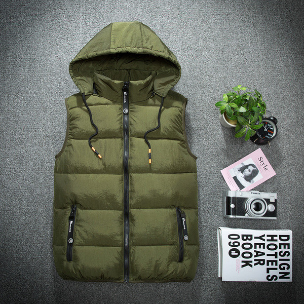 Vestă modernă pentru bărbați cu glugă detașabilă în patru culori