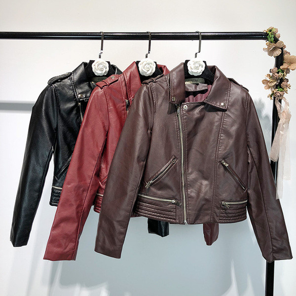Модерно дамско яке от еко кожа в три цвята