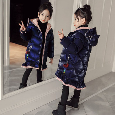 Μοντέρνο παιδικό μπουφάν με κουκούλα σε τρία χρώματα για κορίτσια