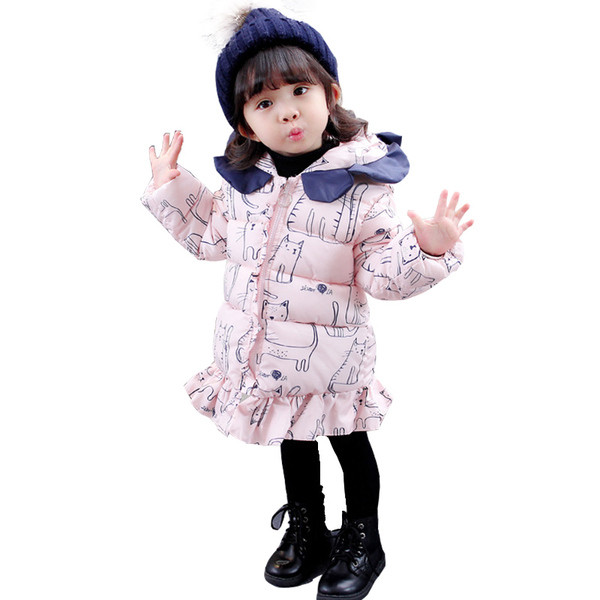 Geaca moderna pentru copii cu gluga si panglica in doua culori pentru fete