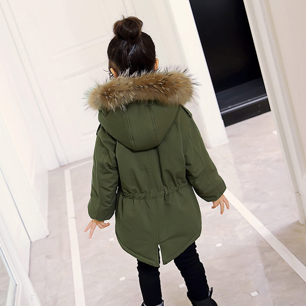 Χειμερινό παιδικό μπουφάν με κουκούλα και γούνα σε τρία χρώματα για κορίτσια