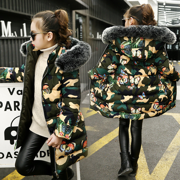 Modern gyerekkabát, kapucnival pehelyes lányoknak