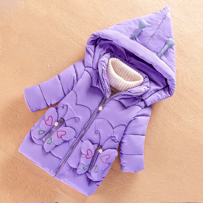 Κομψό παιδικό μπουφάν για κορίτσια με τρισδιάστατα στοιχεία σε διάφορα χρώματα