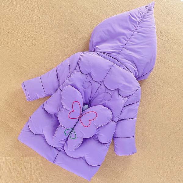 Κομψό παιδικό μπουφάν για κορίτσια με τρισδιάστατα στοιχεία σε διάφορα χρώματα