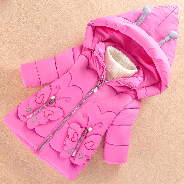 Κομψό παιδικό μπουφάν για κορίτσια με τρισδιάστατα στοιχεία σε διάφορα χρώματα