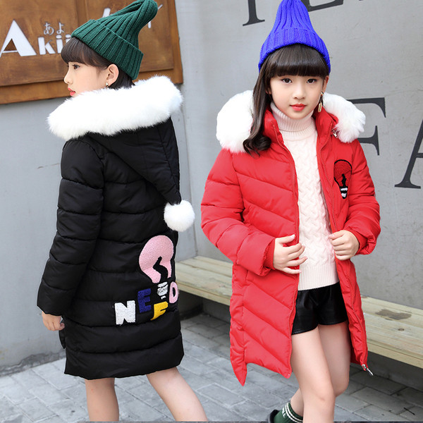Geaca de iarna pentru copii cu gluga si puf pentru fete in trei culori