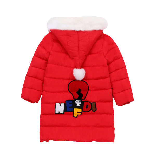 Geaca de iarna pentru copii cu gluga si puf pentru fete in trei culori