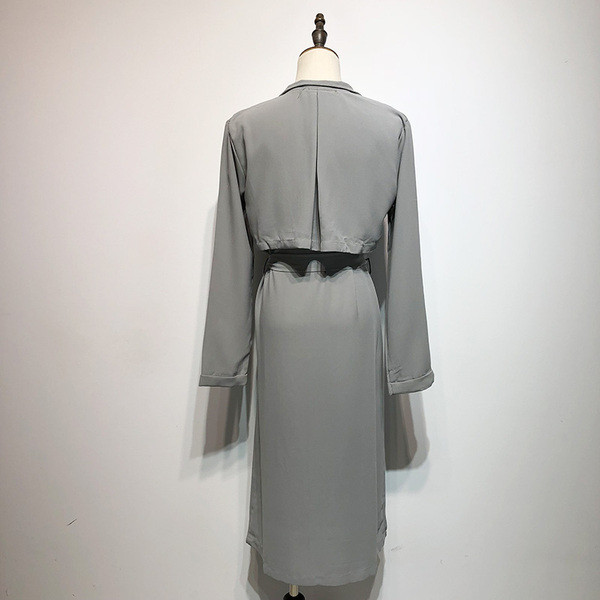 Manta de ploaie moderna de dama fara nasturi de culoare gri