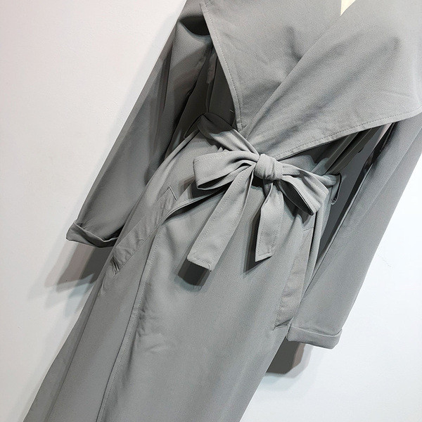 Manta de ploaie moderna de dama fara nasturi de culoare gri