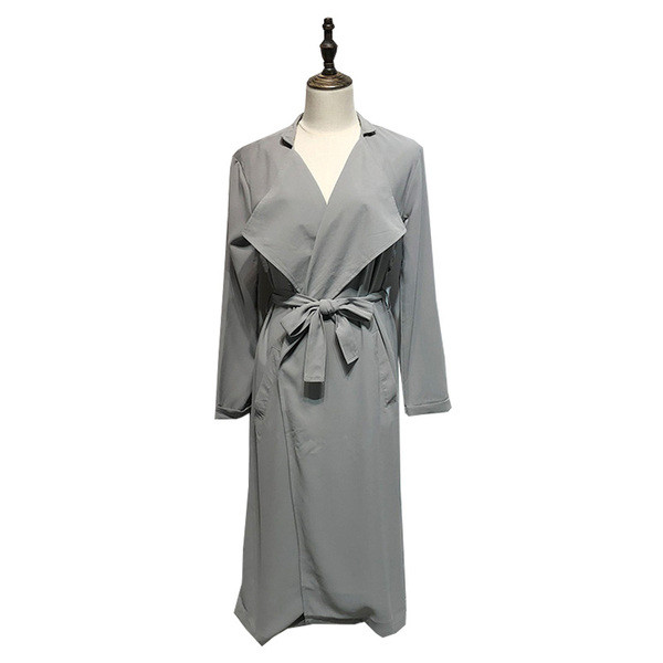 Manta de ploaie moderna de dama fara nasturi de culoare gri