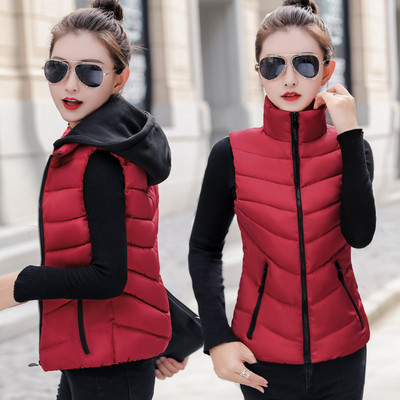 Women`s clean vest with high collar and removable hood