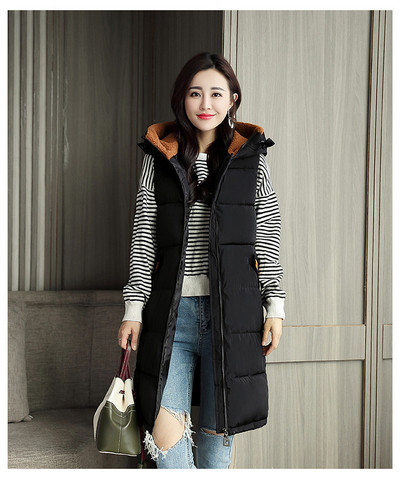 Γυναικείο μακρύ γιλέκο με 3D στοιχεία  και κουκούλα  - δύο μοντέλα