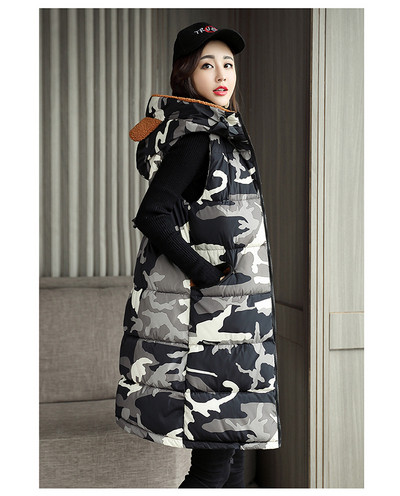 Γυναικείο μακρύ γιλέκο με 3D στοιχεία  και κουκούλα  - δύο μοντέλα